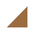 Brown right triangle basic simple shapes isolated on white background, geometric right triangle icon, 2d shape symbol right