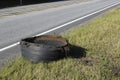 Blown tire of semi truck