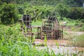 Blows irrigation, wood machinery that can divert water from low to high places without using oil. The wisdom of the local people