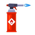 Blowtorch with blue flame for construction. Royalty Free Stock Photo