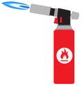 Blowtorch with blue flame icon on white background. Manual gas torch burner sign. Welding flame tool symbol. flat style Royalty Free Stock Photo