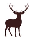 Vector brown deer reindeer silhouette Royalty Free Stock Photo