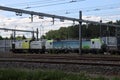 BLS Cargo Traxx AC1 freight locomotive with containers heading to the Rotterdam Harbor