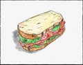 BLT Sandwich Watercolor Illustration