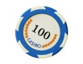 Blue 100 dollars casino chip