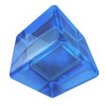 Blue 3D glass rounded cube