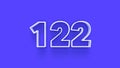 Blue 3d symbol of 122 number icon on Blue background