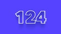 Blue 3d symbol of 124 number icon on Blue background