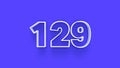 Blue 3d symbol of 129 number icon on Blue background Royalty Free Stock Photo