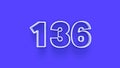 Blue 3d symbol of 136 number icon on Blue background