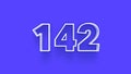 Blue 3d symbol of 142 number icon on Blue background Royalty Free Stock Photo