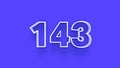 Blue 3d symbol of 143 number icon on Blue background Royalty Free Stock Photo