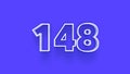 Blue 3d symbol of 148 number icon on Blue background