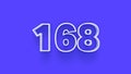 Blue 3d symbol of 168 number icon on Blue background