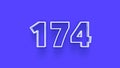 Blue 3d symbol of 174 number icon on Blue background Royalty Free Stock Photo