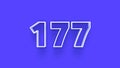 Blue 3d symbol of 177 number icon on Blue background Royalty Free Stock Photo