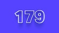 Blue 3d symbol of 179 number icon on Blue background Royalty Free Stock Photo