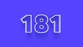 Blue 3d symbol of 181 number icon on Blue background