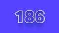 Blue 3d symbol of 186 number icon on Blue background