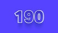 Blue 3d symbol of 190 number icon on Blue background Royalty Free Stock Photo