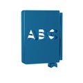Blue ABC book icon isolated on transparent background. Dictionary book sign. Alphabet book icon.