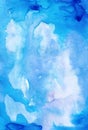 Blue abstract artistic background painted with watercolors for d