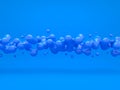 Blue Abstract Background With Drops Floating In Weightlessness