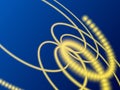 Blue abstract background, gold form