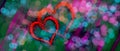 Abstract background grunge red heart design. Blue light background