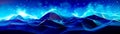 Blue abstract background with mountain and stars in the sky in the background. Generative AI