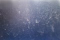 Blue abstract background. snow pattern on the glass from frost. Royalty Free Stock Photo