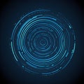 Blue abstract background with spiral circle lines, technology futuristic template. Vector illustration Royalty Free Stock Photo
