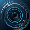 Blue abstract background with spiral circle lines, technology futuristic template. Vector illustration Royalty Free Stock Photo