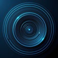 Blue abstract background with spiral circle lines, technology futuristic template. Vector illustration Royalty Free Stock Photo