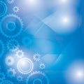 Blue abstract background with transparent cogwheels and polygons - vector illustration Royalty Free Stock Photo