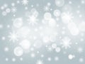 Blue abstract background. white light and snowflakes bokeh winter for Christmas new year blurred beautiful shiny lights Royalty Free Stock Photo