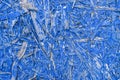 Blue abstract background with wooden texture. Painted OSB panel. detailed view of wood chip particle board building construction Royalty Free Stock Photo