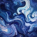 Swirling Indigo Marbled Painting With Ominous Vibes