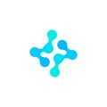 Blue abstract cross. Medical futuristic innovation. Health vector symbol. Pharmacy new technology logo. Isolated plus