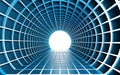 Blue Abstract 3D Tunnel with Grid Patterns Royalty Free Stock Photo