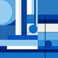 Blue And White Abstract Vector Illustration In The Style Of Bauhaus