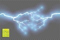 Blue abstract energy shock explosion special light effect with spark. Vector glow power lightning cluster. Electric Royalty Free Stock Photo
