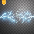 Blue abstract energy shock explosion special light effect with spark. Vector glow power lightning cluster. Electric Royalty Free Stock Photo