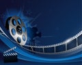 Blue abstract film reel movie background