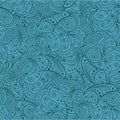 Blue abstract floral seamless pattern. Vector