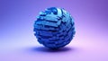 Blue abstract geometric sphere on purple gradient background image Royalty Free Stock Photo