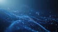 Blue abstract glowing particles wave on dark background Futuristic technology or science concept AIG535 Royalty Free Stock Photo