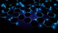 blue abstract hexagon net technology background,futuristic hexagon tech background,cyberspace technology background,3d innovative Royalty Free Stock Photo