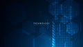 Blue abstract hexagon technology background with copyspace,futuristic tech background,communication innovative technology