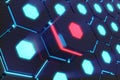 Blue abstract hexagonal glowing background, futuristic concept, 3D rendering Royalty Free Stock Photo